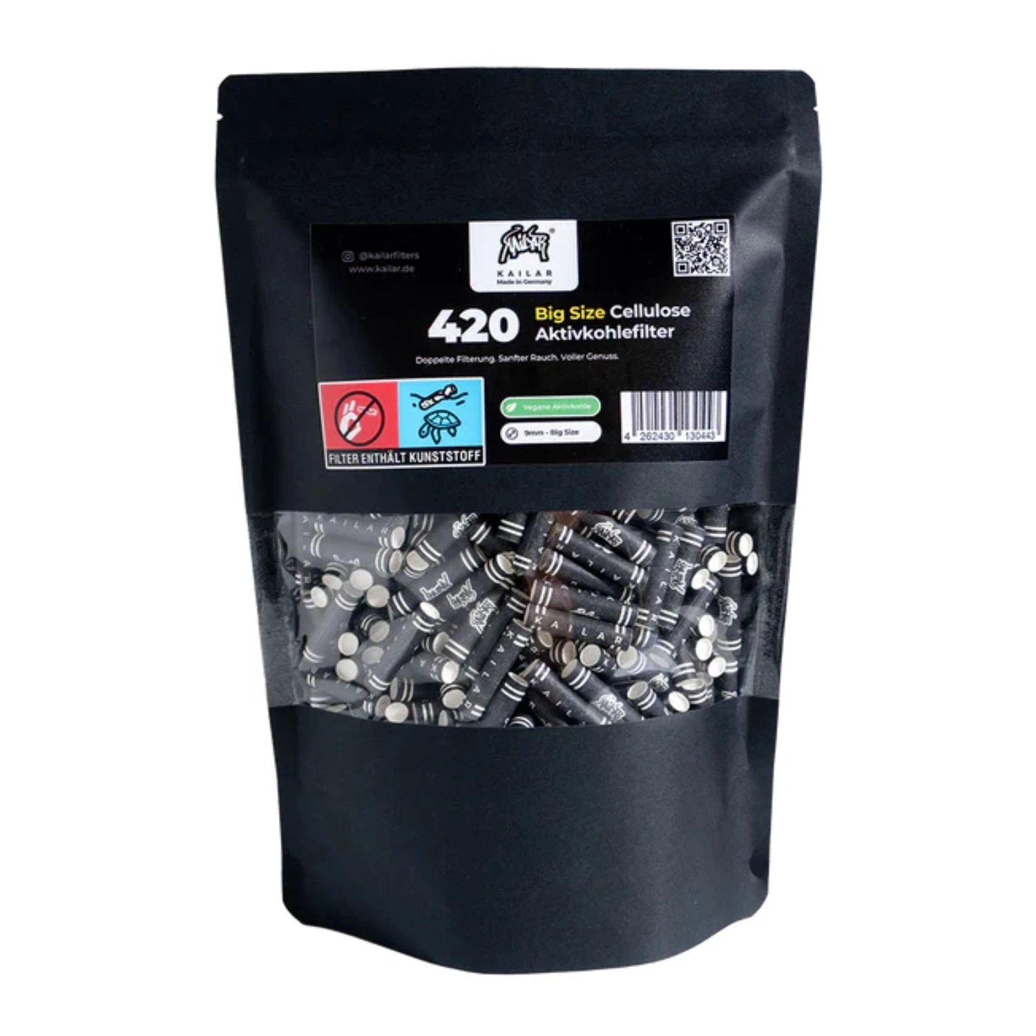 Kailar Aktivkohlefilter 9mm Cellulose schwarz (420 Stück) Kailar